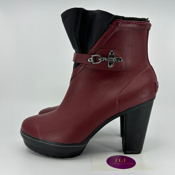 Sorel Women's Medina Waterproof Heeled Rubber Rain Boots Cabernet Red Size 7.5 - Picture 5 of 11